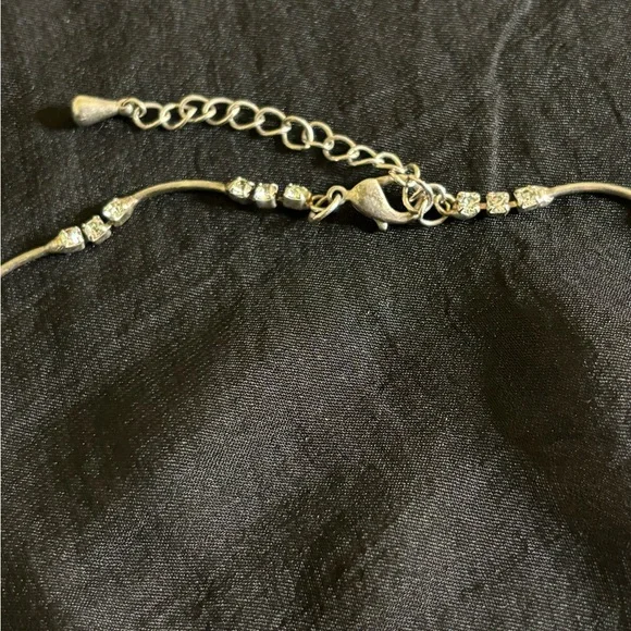 Silver Rhinestone Necklace with Adjustable Chain - Picture 4 of 5